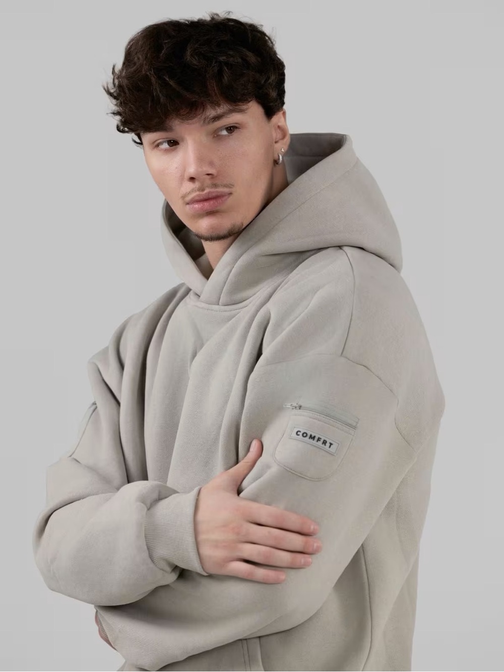 Comfort Label Men's Light Gray Hoodie Sweatshirt 2X